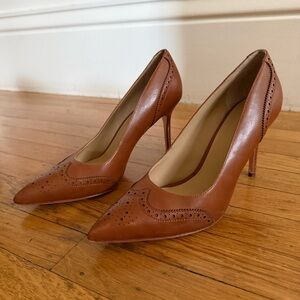 Lauren Ralph Lauren Lynden Burnished Leather Pump, Deep Saddle Tan, Brown Size 8